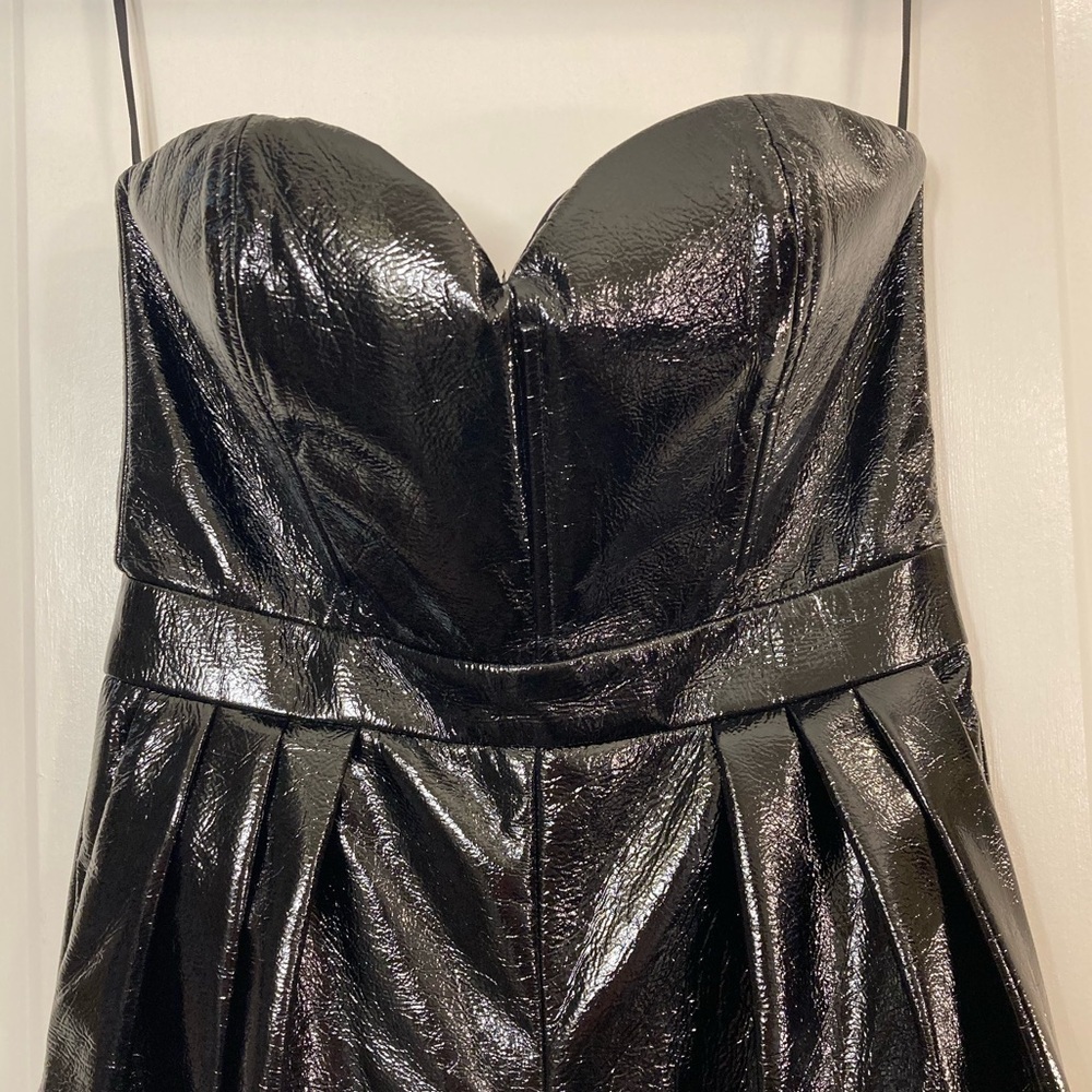 Vibrant M.I.U. Faux leather strapless sweetheart neckline jumpsuit - Picture 3 of 7